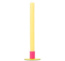 Load image into Gallery viewer, Two-Tone Sulphur &amp; Neyron Pink Metal Candleholder
