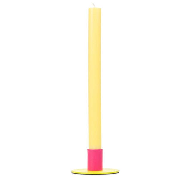 Two-Tone Sulphur & Neyron Pink Metal Candleholder