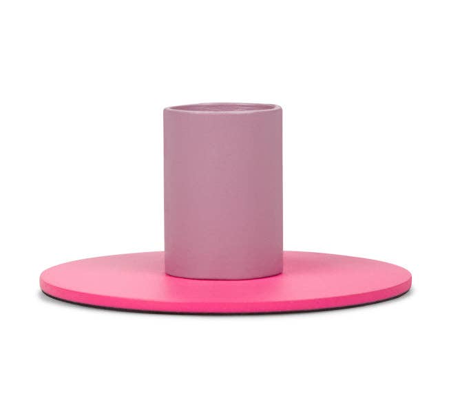 Two-Tone Venetian & Neyron Pink Metal Candleholder