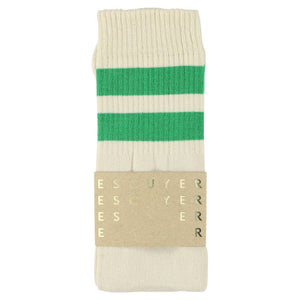 ESCUYER. Unisex Tube Socks - Ecru / Bright Green